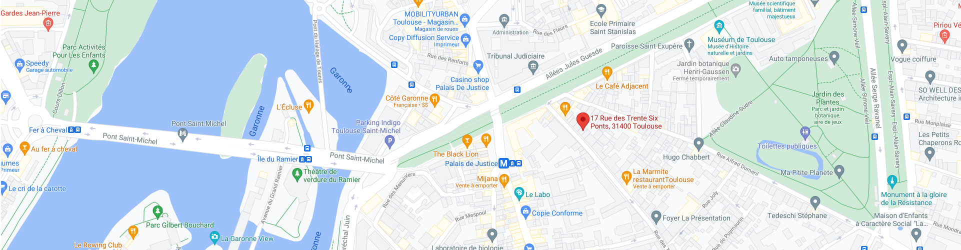 Cartographie Google Maps - Opteam Avocats - 17 rue des trente six ponts, 31500 Toulouse